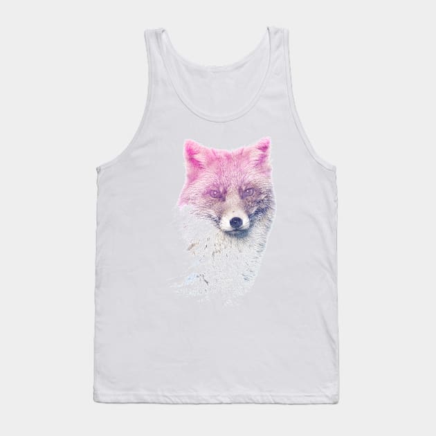 Fox Superimposed Watercolor Tank Top by deificusArt